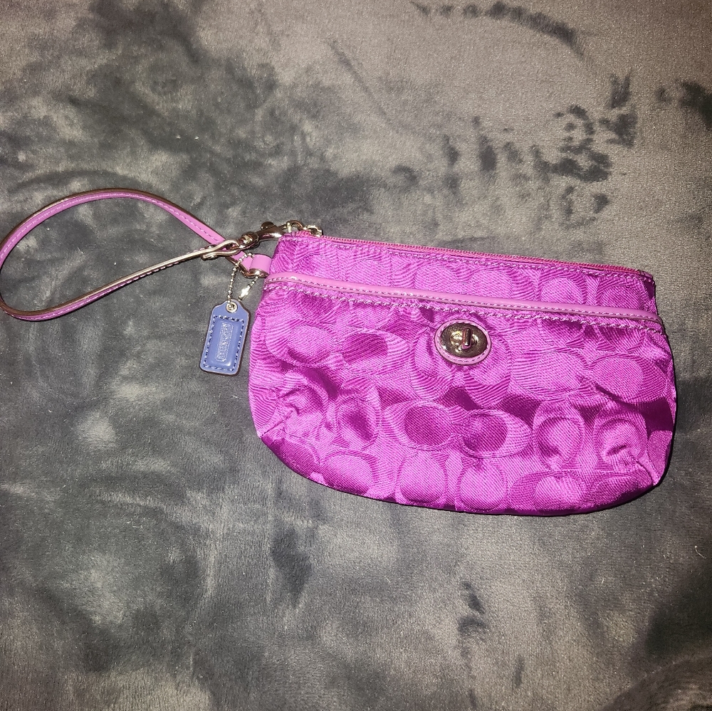 Small Purple Coach Wristlet